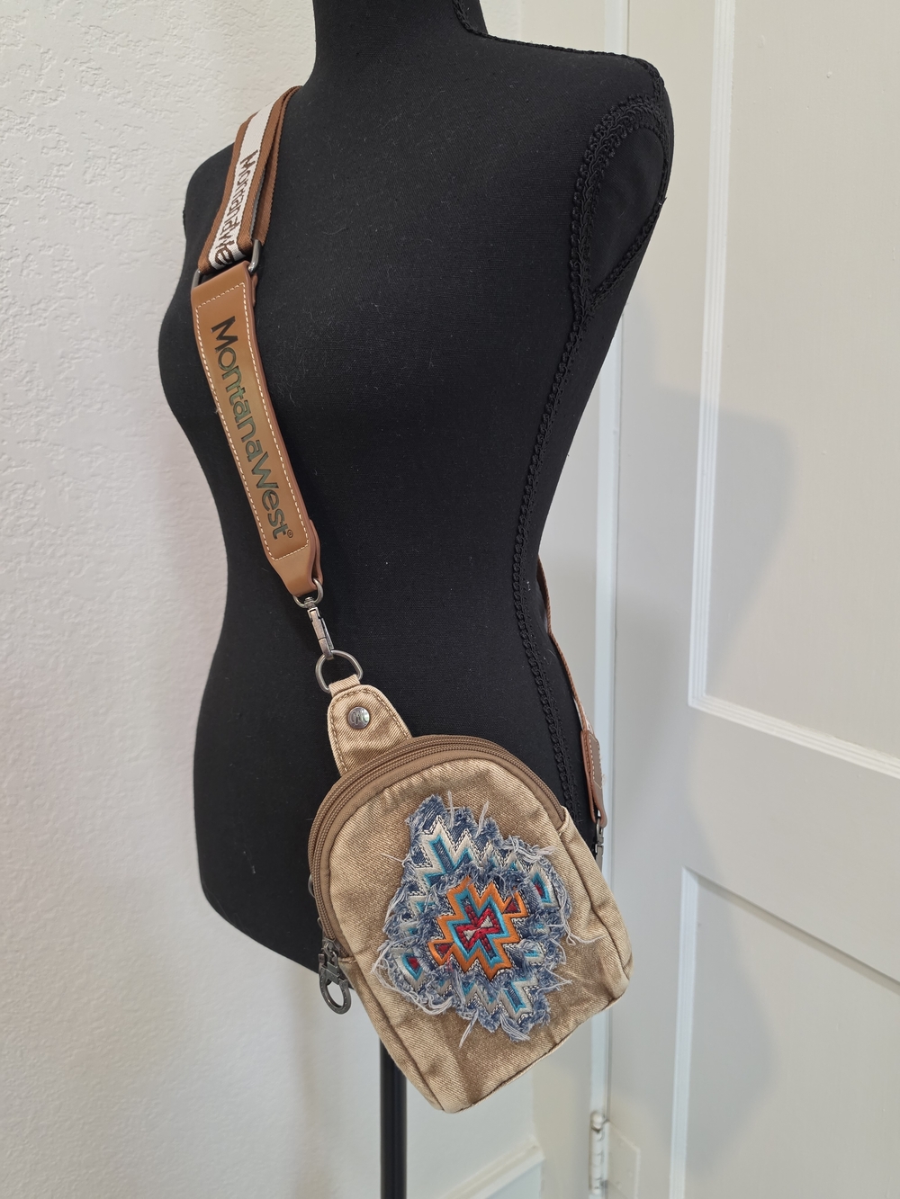Montana West Tan Crossbody with Southwestern Embroidery